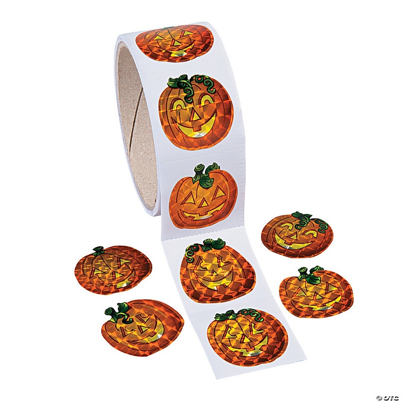 Prism Pumpkin Sticker Roll - 100 Pc.