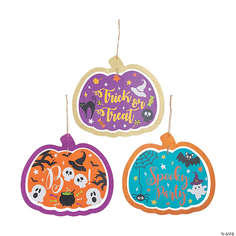 Pumpkin Halloween Door Sign Sett - 3 Pc.