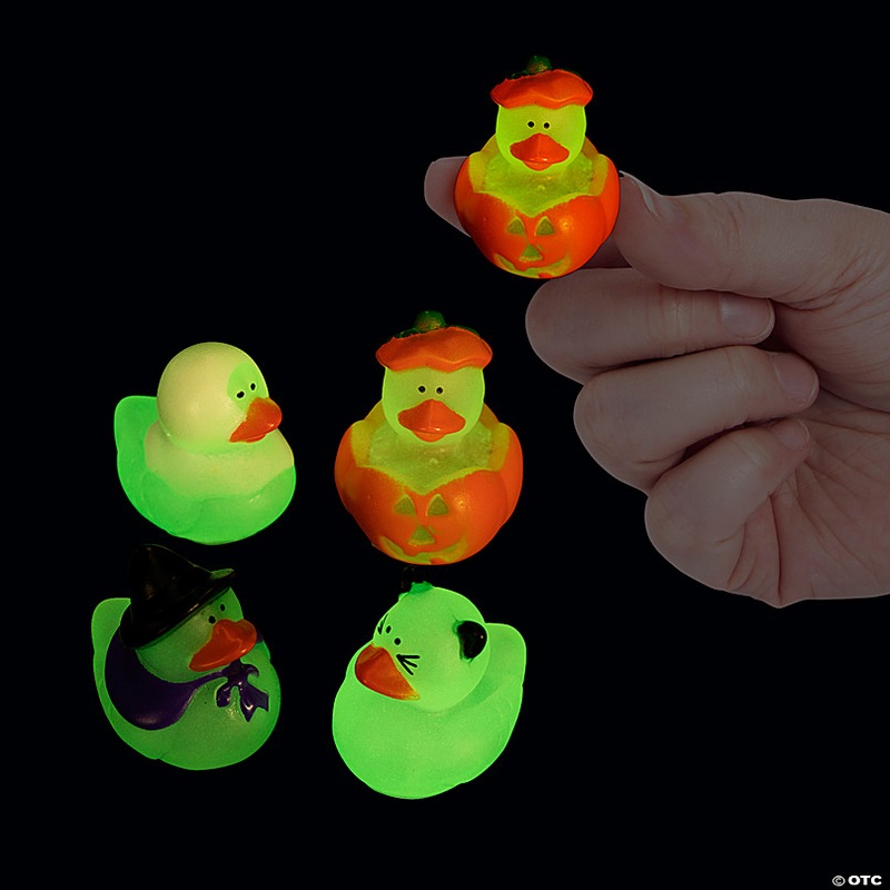 1 Mini Glow-in-the-Dark Vinyl Halloween Rubber Ducks - 24 Pc.