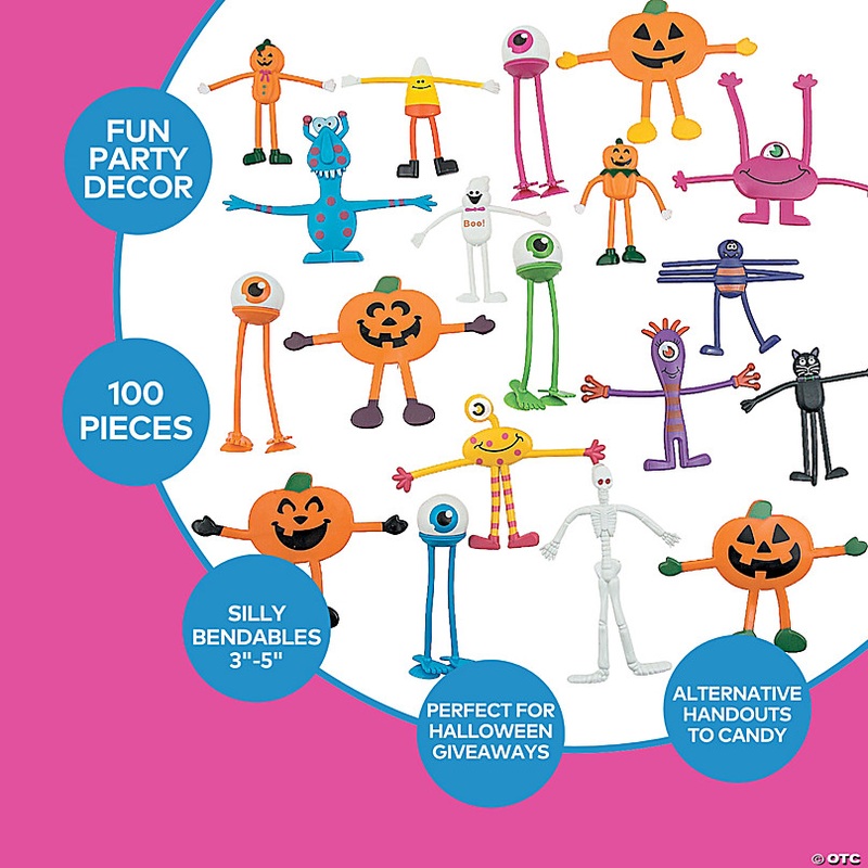 3 - 5 Mega Bulk 100 Pc. Halloween Plastic Bendable Assortment