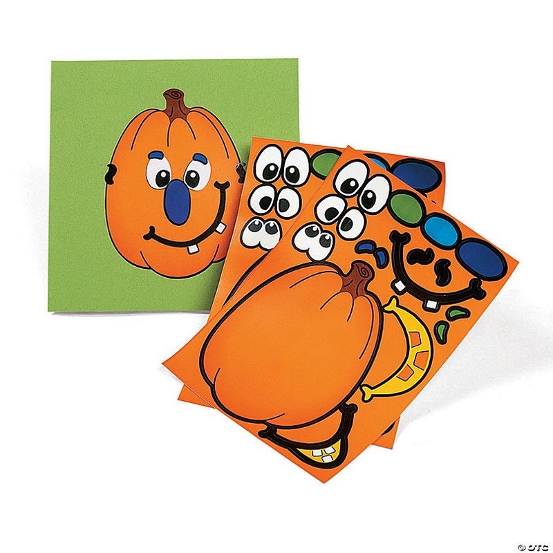 4 1/2 x 6 1/2 Jack-O-Lantern Sticker Activity Sheets - 12 Pc.