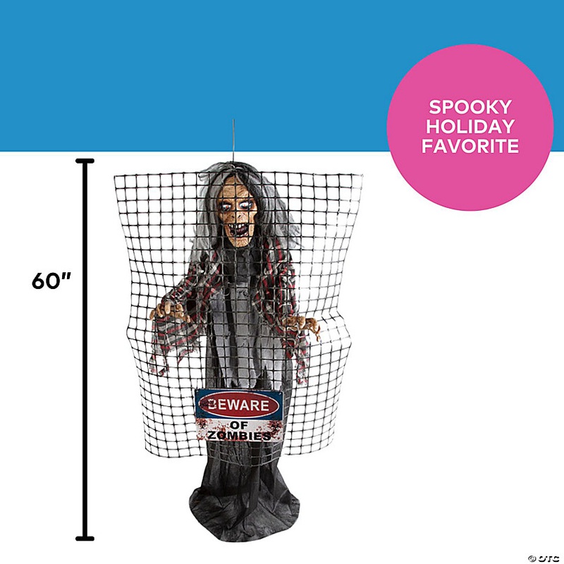 5 Ft. Animated Electric Fence Beware of Zombies Halloween Decoration