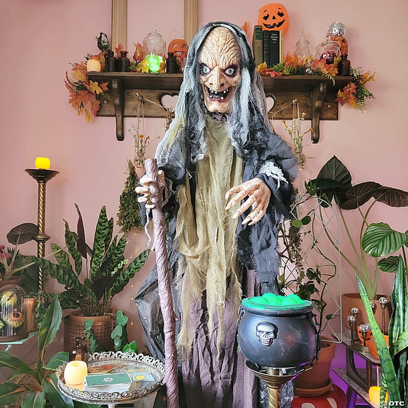 5 Ft. Animated Standing Witch Halloween Decoration