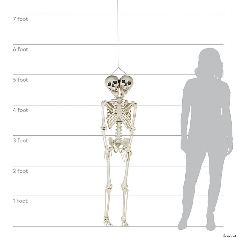 5 Ft. Two-Headed Life-Size Posable Skeleton Halloween Decoration