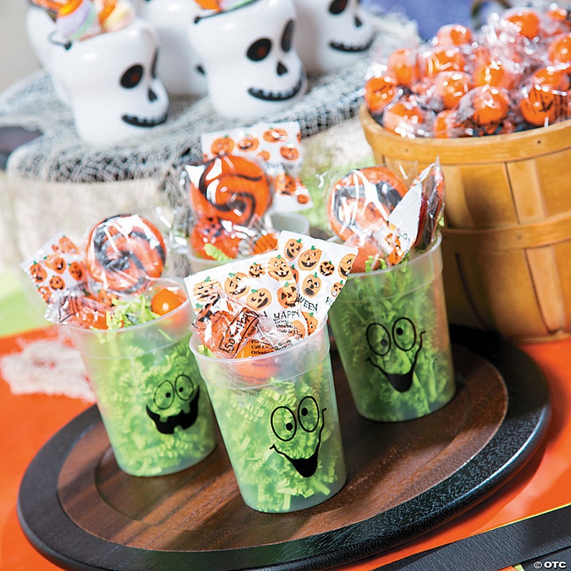Glowing Spooky Face Halloween Plastic Cups - 12 Pc. | Perfect for Festive Dinner Parties