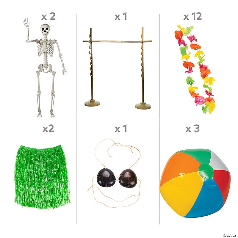 Skeleton Luau Limbo Halloween Decorating Kit - 60 Pc.